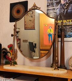 Specchio vintage basculante ottone e marmo