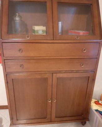 Madia in legno con vetrinetta