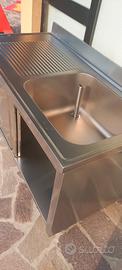 lavello in acciaio inox armadiato  140x70x85 