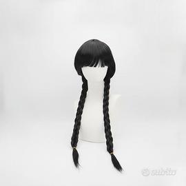 Parrucca Treccia Nera Mercoledì Addams Cospplay