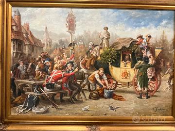 Quadro antico olio su tela R.Giordano