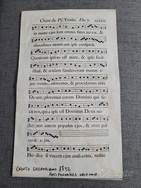 Raro Foglio Antifonario del XVIII Sec. - Salmo 95