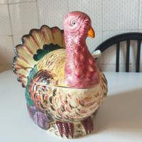 Zuppiera Vintage a Forma di Tacchino in Ceramica