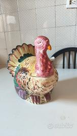Zuppiera Vintage a Forma di Tacchino in Ceramica