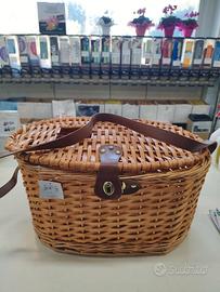 Cesto vimini raccolta funghi con tracolla