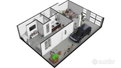 Trivano trilivelli con cortile