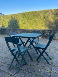 Tavolo e sedie 4 pieghevole di legno 80x81 giardin