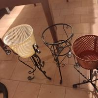 3 portavasi in ferro battuto