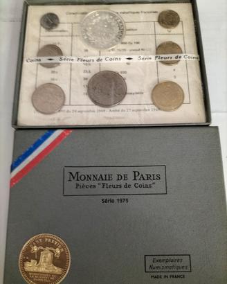 Monete di Parigi 1973 n.8 monete con 10 fr.ag 