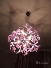 Lampadario Design Metal Lux Astro 6 Luci Lilla Ori