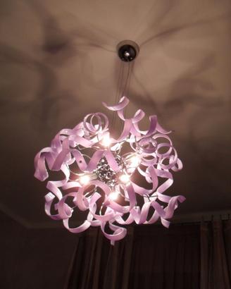 Lampadario Design Metal Lux Astro 6 Luci Lilla Ori