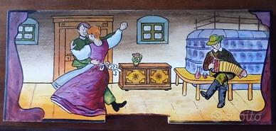 Tavoletta di legno vintage, dipinta a mano