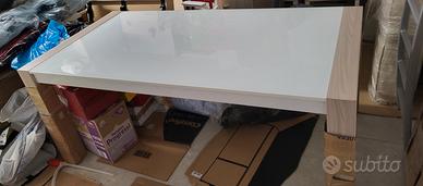 tavolo allungabile con vetro colore bianco  rovere