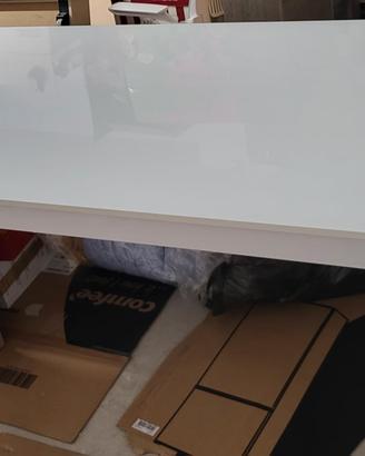 tavolo allungabile con vetro colore bianco  rovere