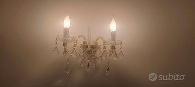 Coppia  lampade da parete vintage in cristallo