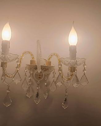 Coppia  lampade da parete vintage in cristallo