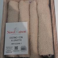 Cestino con 4 lavette beige NUOVO ancora confezion