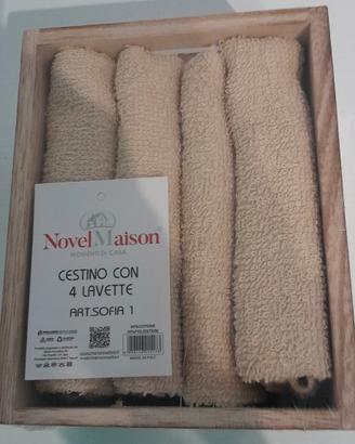 Cestino con 4 lavette beige NUOVO ancora confezion