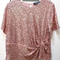 Maglia elegante paillettes rosa L-XL