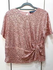 Maglia elegante paillettes rosa L-XL