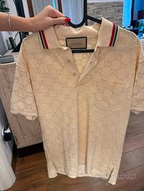 Gucci GG Embroidered Polo – Taglia S – Beige