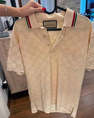 Gucci GG Embroidered Polo – Taglia S – Beige