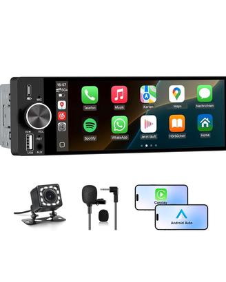 Autoradio 1Din  carplay android auto schermo