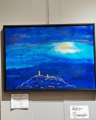 Quadro "CASTELLO, LUNA, STELLE E CAREZZE" + cornic