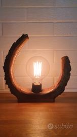 LAMPADA LUNA LEGNO NATURALE ARTIGIANALE HANDMADE