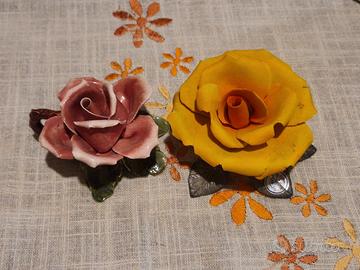 Coppia di fiori in ceramica Vintage