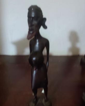 Set di 2 sculture in legno EBANO h 25 cm ca