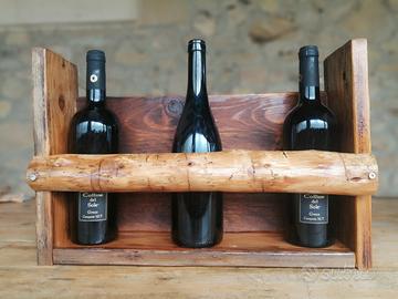 portabottiglie in legno di ulivo e abete 