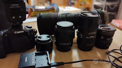 set fotografico completo Canon con obiettivi sigma