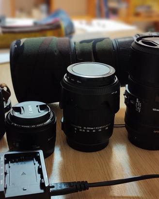 set fotografico completo Canon con obiettivi sigma