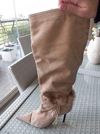 STIVALI DONNA CAMOSCIO BEIGE TACCO ALTO N.39