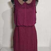Vestito colletto di paillettes oro rosa 42