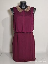 Vestito colletto di paillettes oro rosa 42