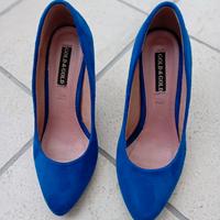 Décolleté camoscio bluette n. 37 scarpe - stupende