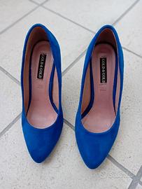 Décolleté camoscio bluette n. 37 scarpe - stupende