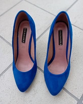 Décolleté camoscio bluette n. 37 scarpe - stupende