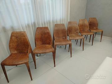 6 sedie cuoio stampa coccodrillo Cattelan Italia 