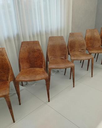 6 sedie cuoio stampa coccodrillo Cattelan Italia 