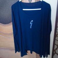 Elegante completo blu canotta giacca manica lunga