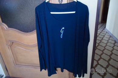 Elegante completo blu canotta giacca manica lunga