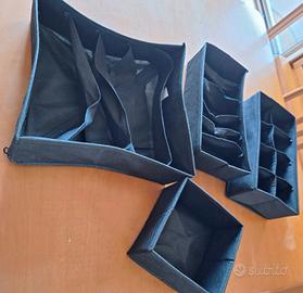 4 Scatole organizer in tessuto nero
