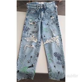 Jeans Bershka Straight Vintage Graffiti taglia 38
