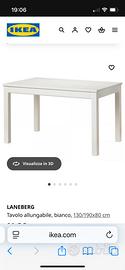 Tavolo IKEA legno bianco dimensioni 70/140cm
