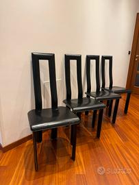4 Sedie di design YCAMI COLLECTION pelle nere