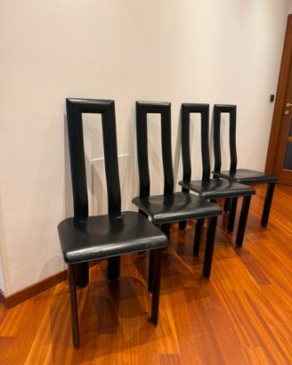 4 Sedie di design YCAMI COLLECTION pelle nere