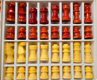 Pedine Scacchi scacchiera in Alabastro anni 90'